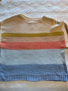 NWOTBillabong Striped Crewneck Sweater in Cream, Olive, Coral, Light Blue, Denim